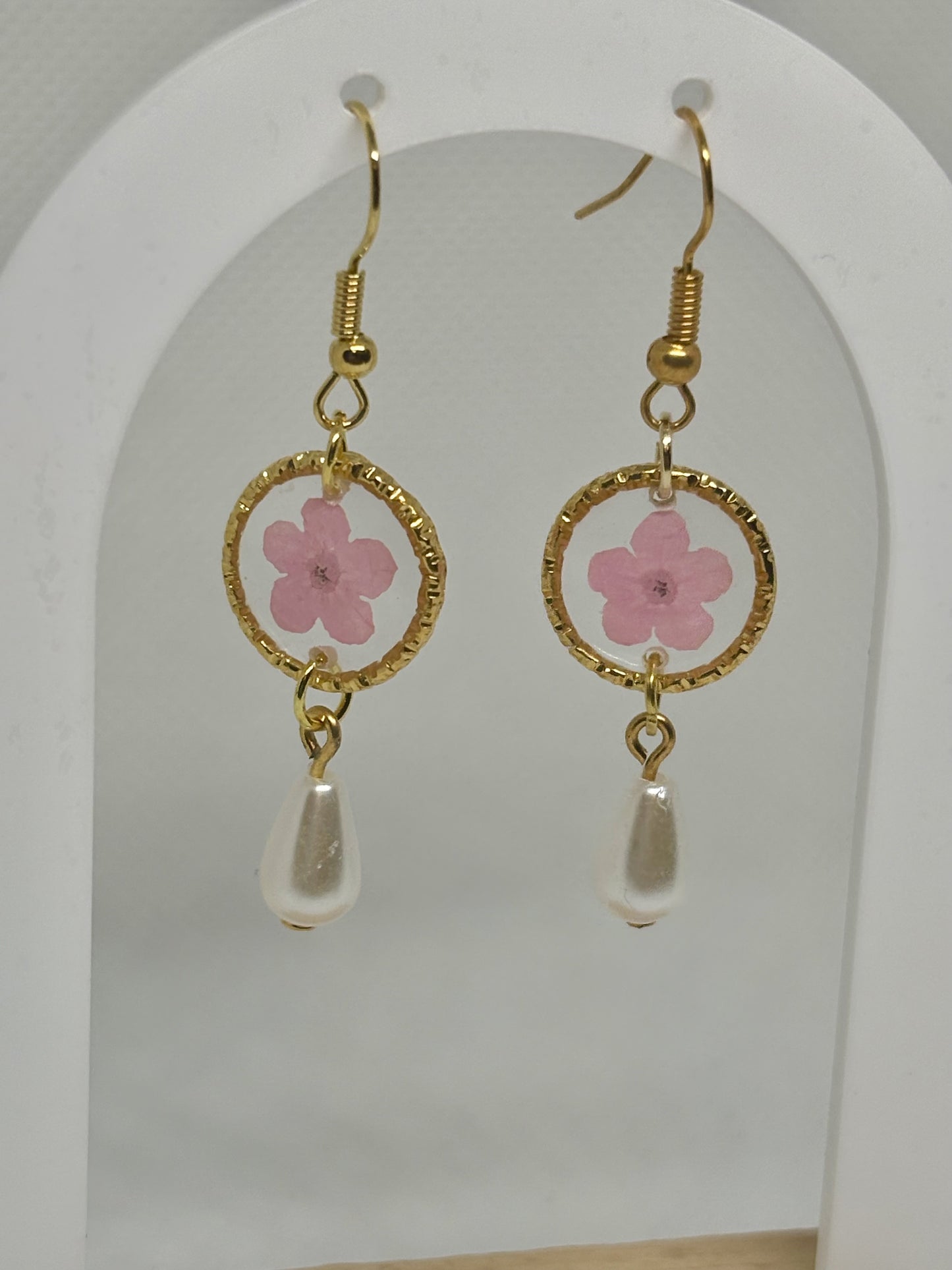 Forget Me Not Flower Pearl Earrings