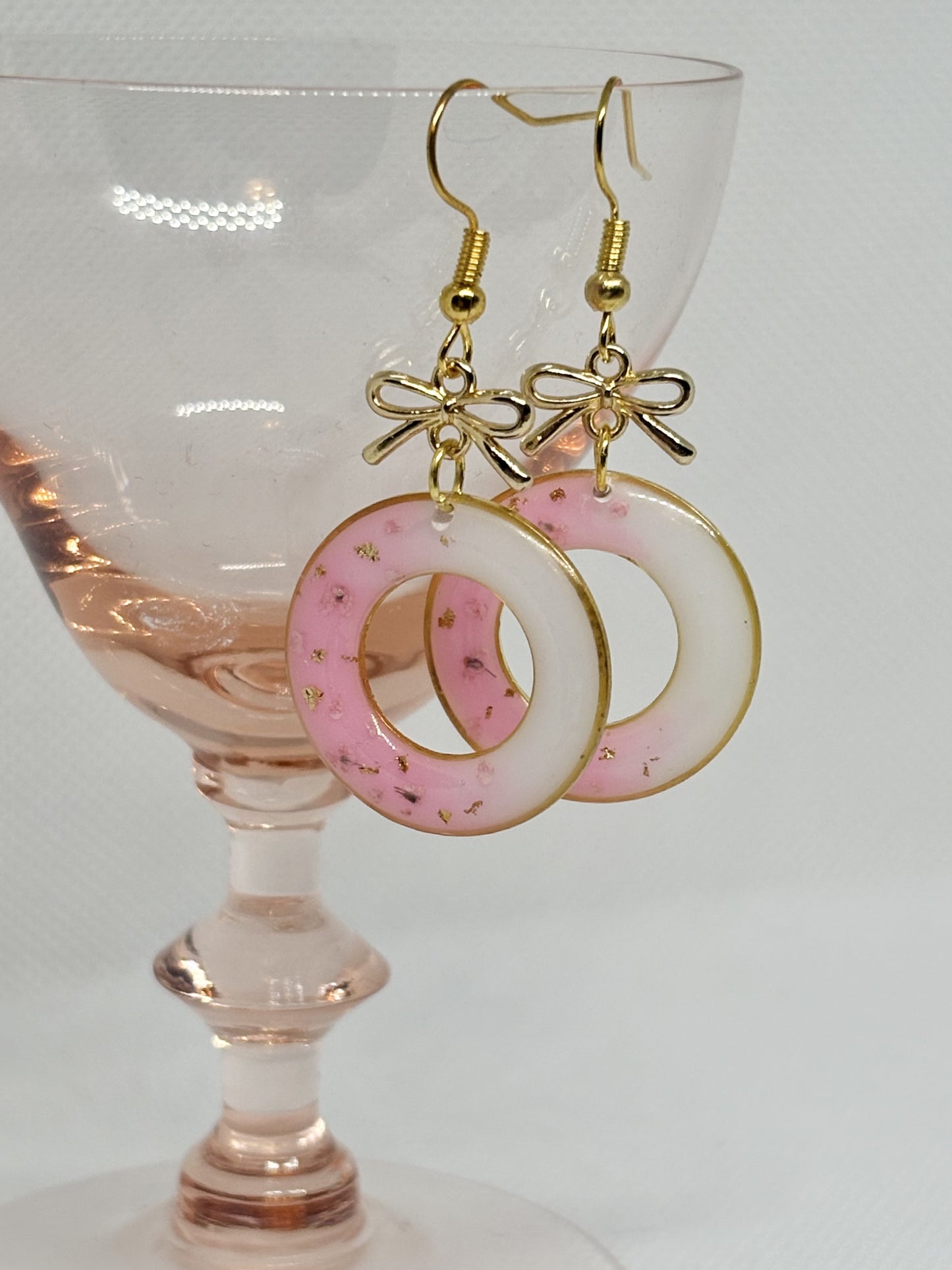 Gradient Flower Hoop Drop Earring