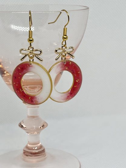 Gradient Flower Hoop Drop Earring