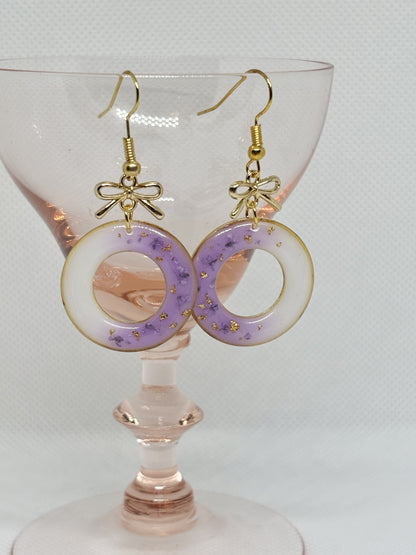 Gradient Flower Hoop Drop Earring