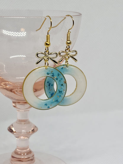 Gradient Flower Hoop Drop Earring