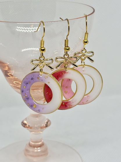 Gradient Flower Hoop Drop Earring