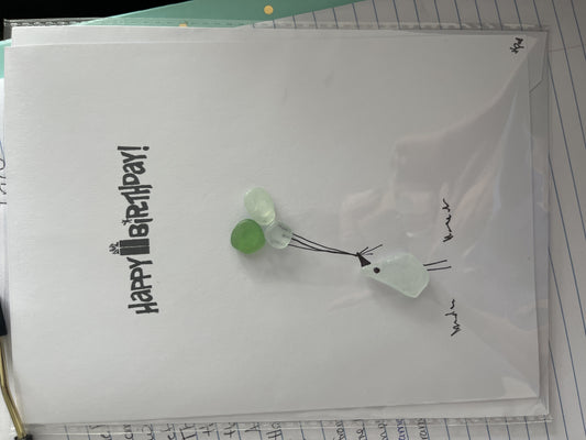 Bird Balloons Sea Glass Greeting card