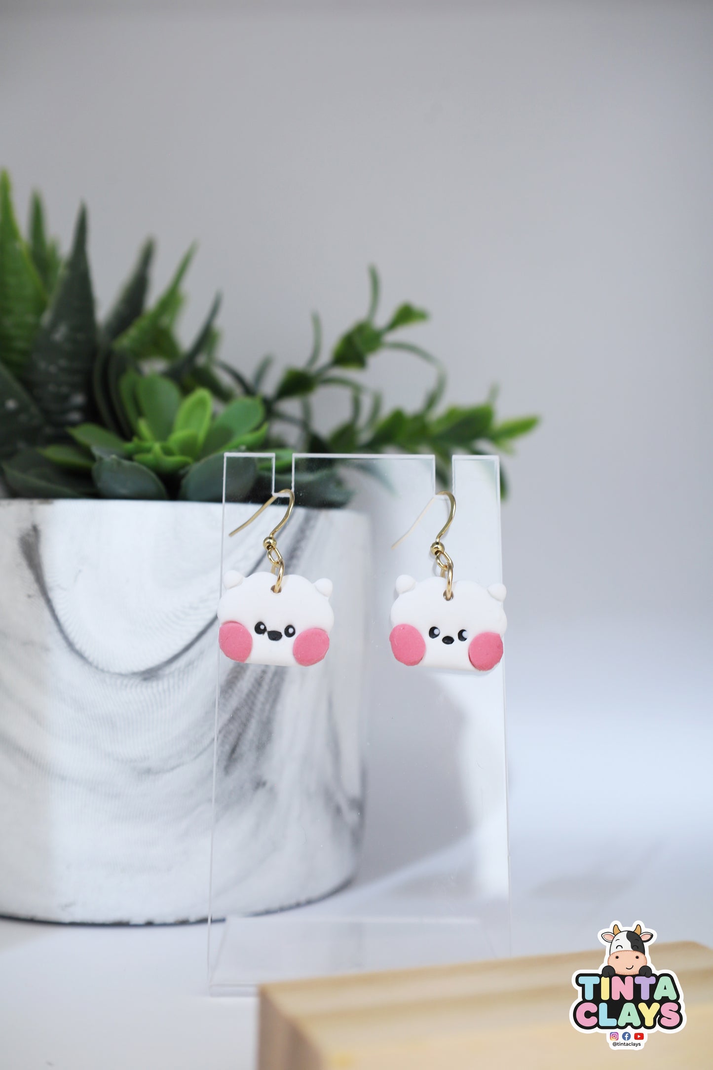 RJ BTS BT21 Inspired Minini | Handmade Fluffy Alpaca Earrings