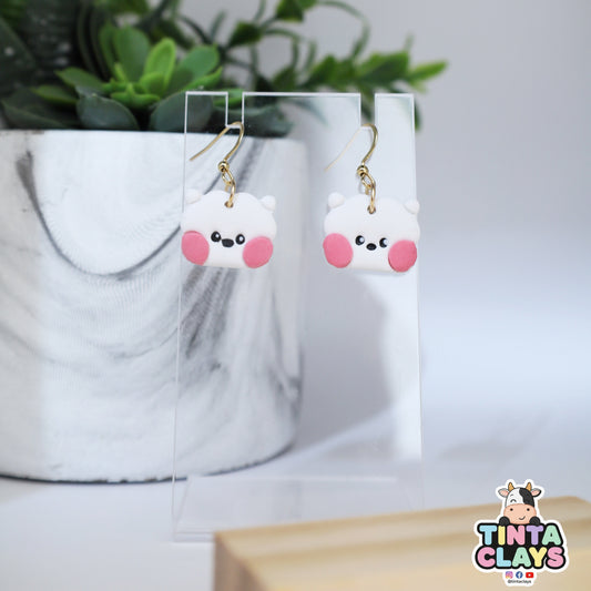 RJ BTS BT21 Inspired Minini | Handmade Fluffy Alpaca Earrings