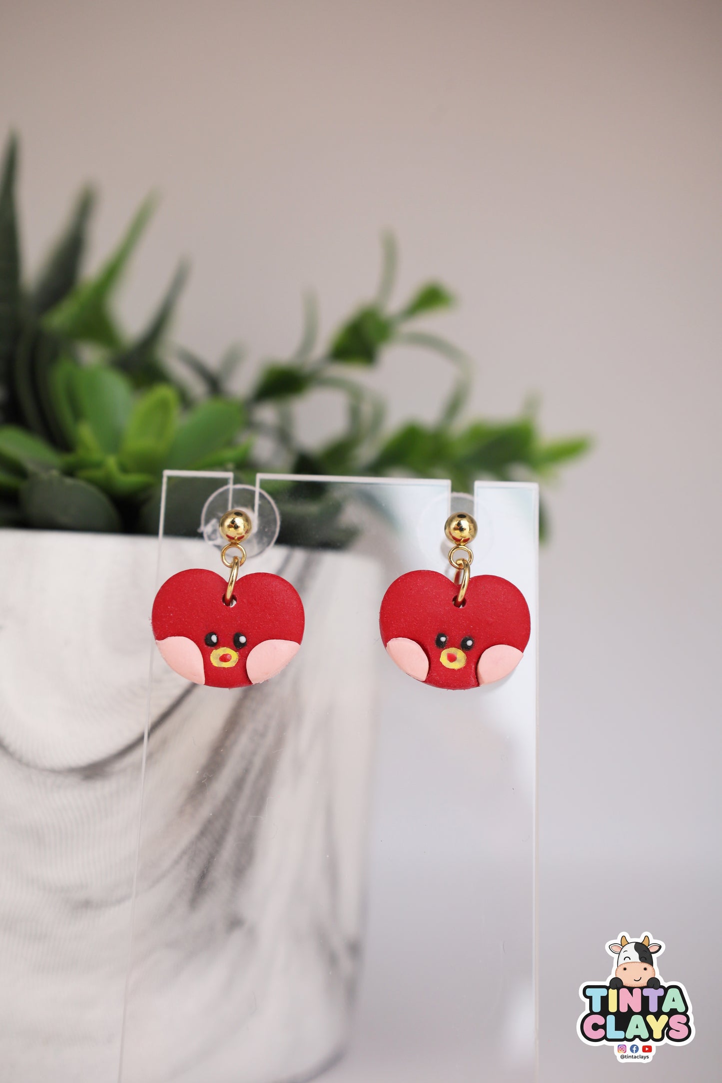 Tata BTS BT21 Inspired Minini | Handmade Heart Character Earrings