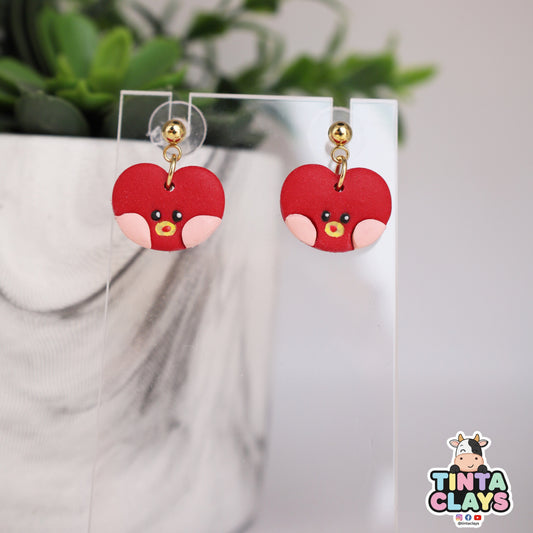Tata BTS BT21 Inspired Minini | Handmade Heart Character Earrings