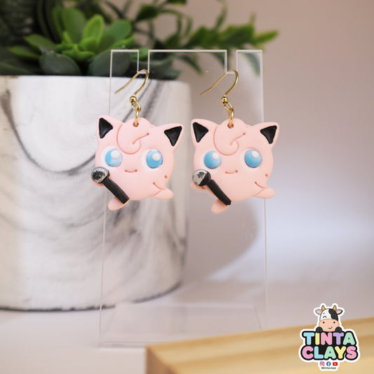JigglyPuff Pokemon Inspired | Handmade Pink Singing Character Earrings