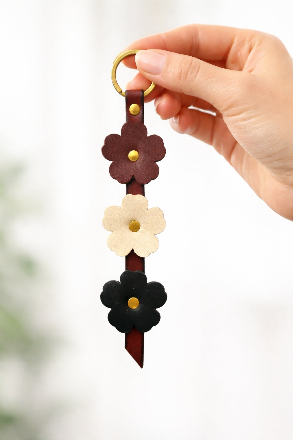 Leather Flower Keychain Bag charm