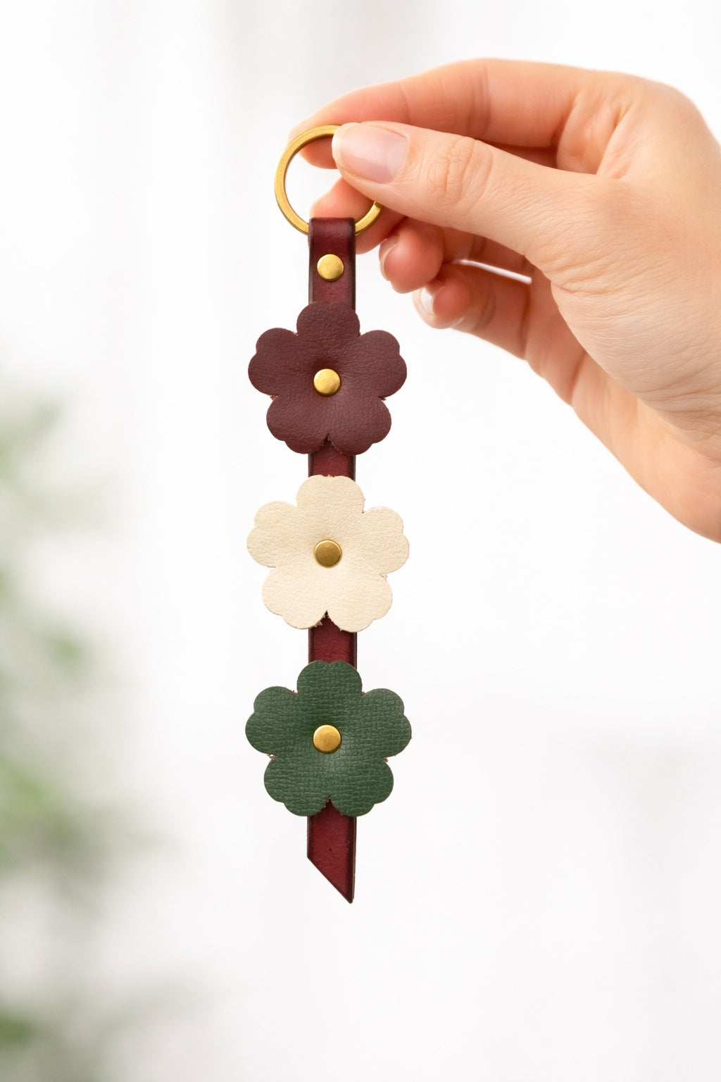 Leather Flower Keychain Bag charm