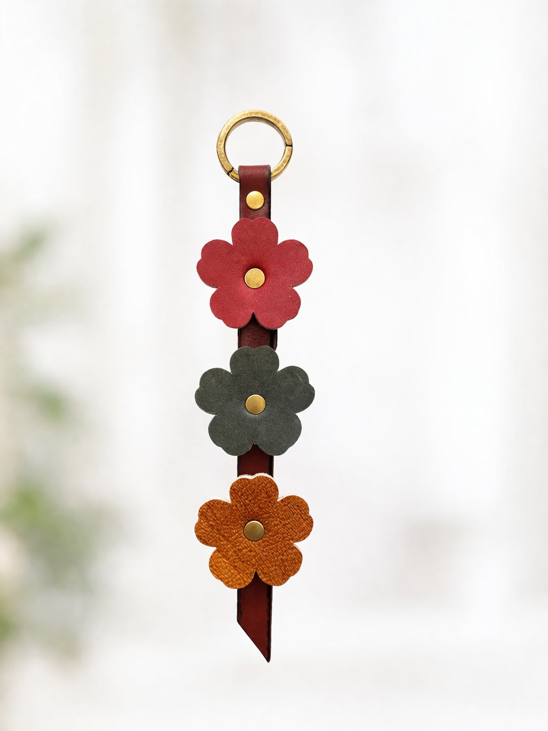 Leather Flower Keychain Bag charm