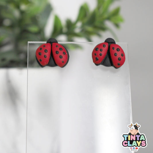 Ladybug Polymer Clay Stud Earrings