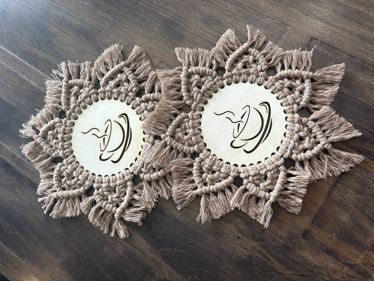 Macrame coasters - set of 2 assorted colours