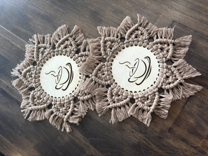 Macrame coasters - set of 2 assorted colours
