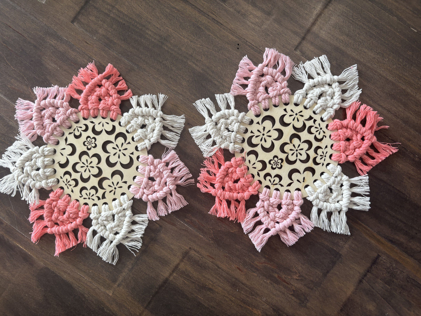 Macrame coasters - set of 2 assorted colours