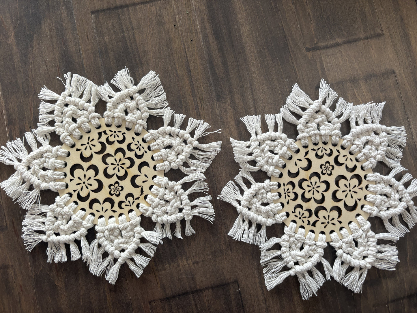 Macrame coasters - set of 2 assorted colours