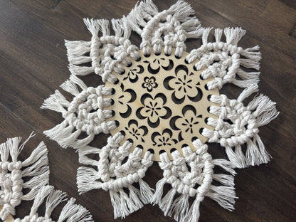 Macrame coasters - set of 2 assorted colours