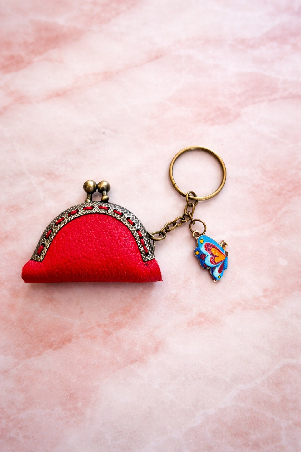 Vintage-style mini coin pouch; bag charm