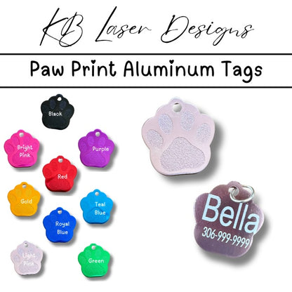 Personalized Paw Print Aluminum Pet Tag