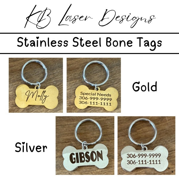 Personalized Stainless Steel Bone Pet Tag