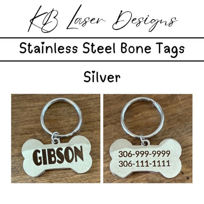 Personalized Stainless Steel Bone Pet Tag