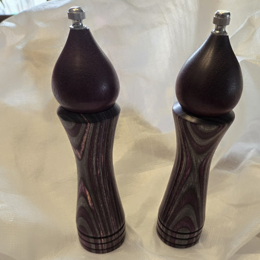 Purpleheart and Dymalux Dark Night Salt &amp;amp; Pepper Mills