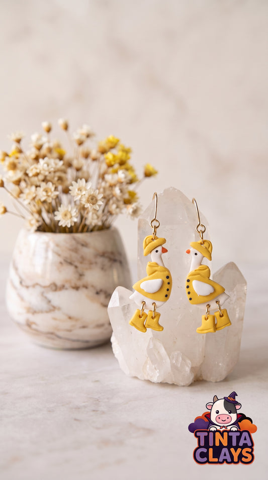 Raincoat Duck Earrings – Handmade Polymer Clay Earrings