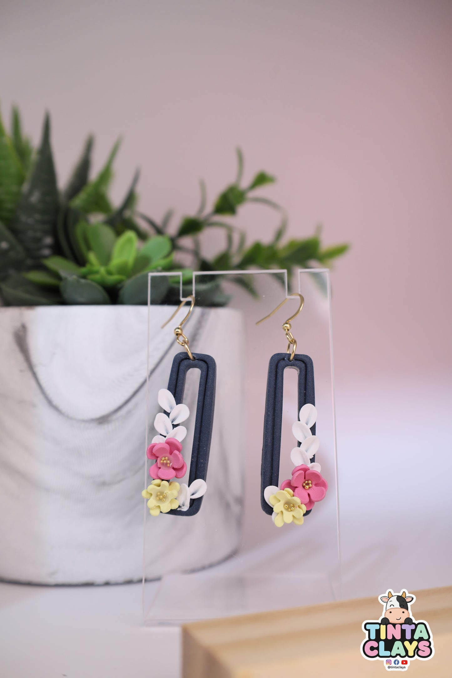 Rectangle Arch Polymer Clay Dangle Earrings