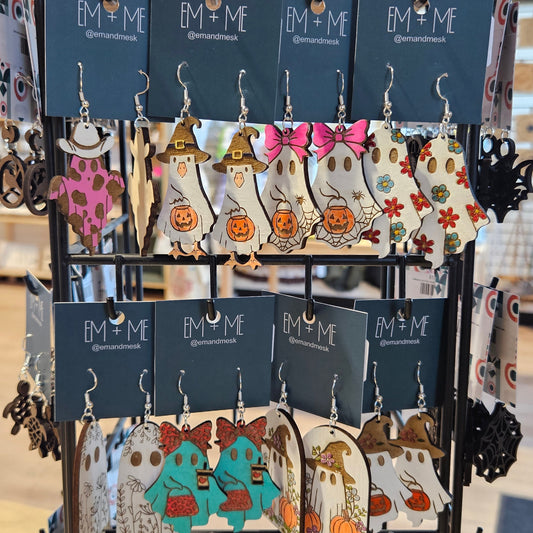 Wooden Ghost Earrings