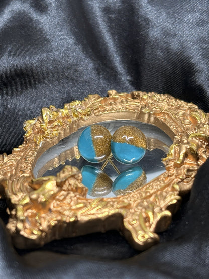 Round Gold Statement Stud Earrings
