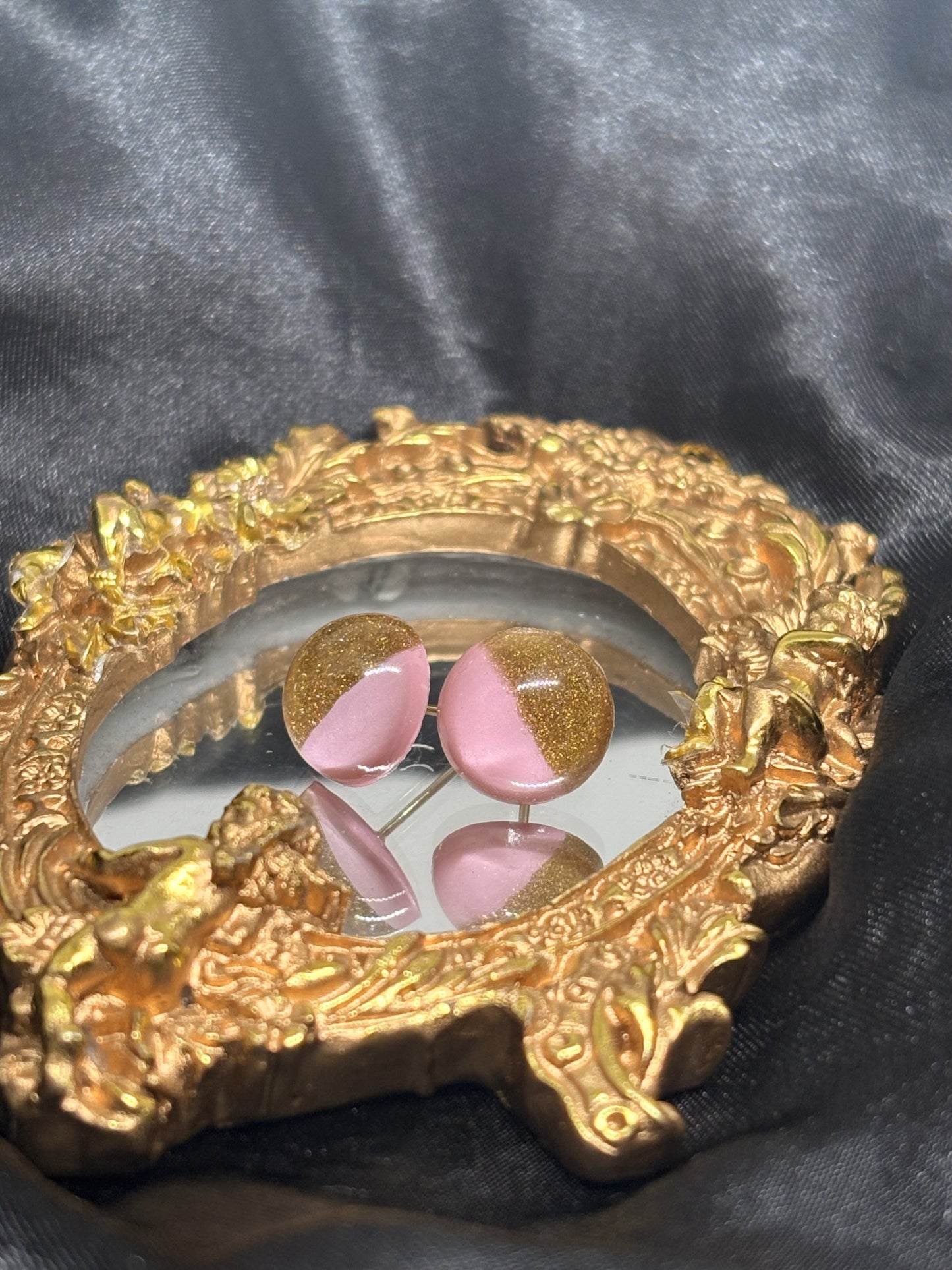 Round Gold Statement Stud Earrings