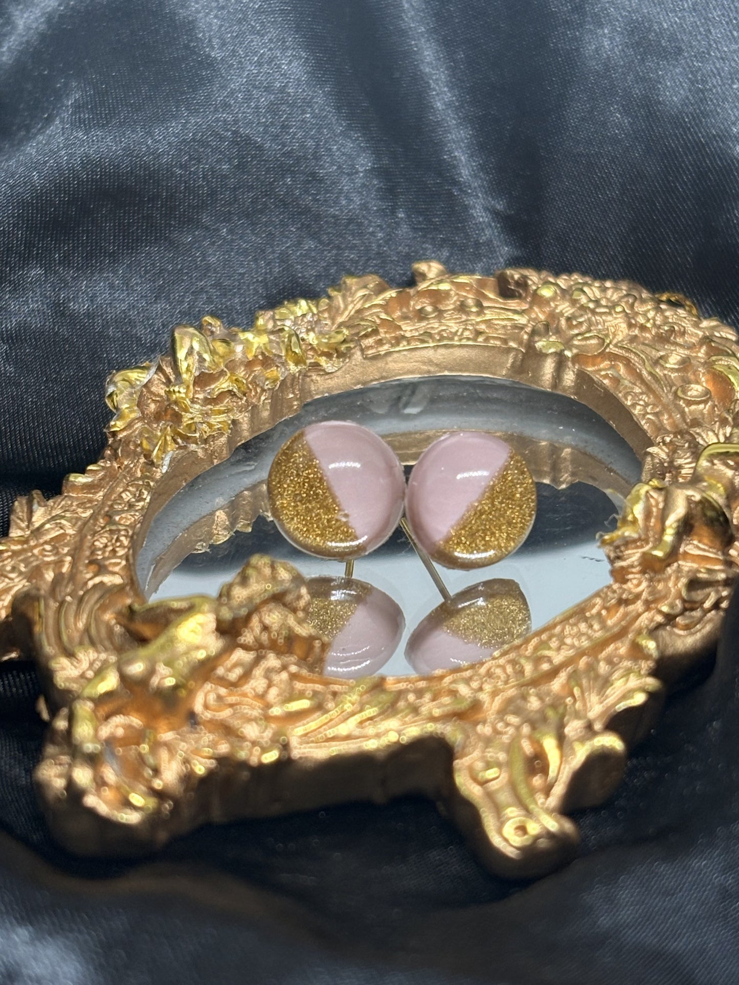 Round Gold Statement Stud Earrings
