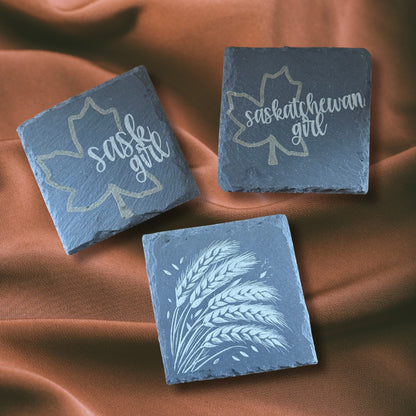 Sask Themed Slate Coasters