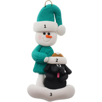 Single Snowman With Dog Ornaments