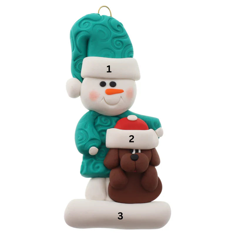 Single Snowman With Dog Ornaments