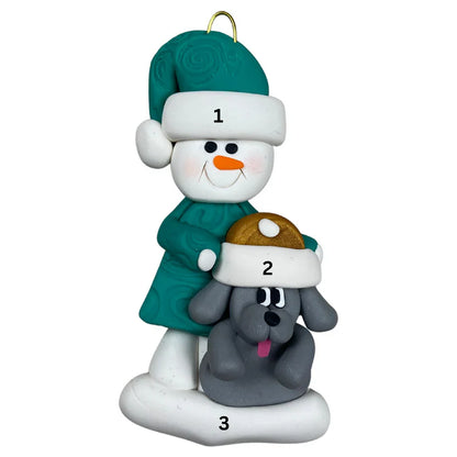 Single Snowman With Dog Ornaments