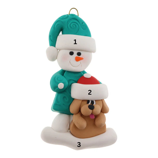 Single Snowman With Dog Ornaments