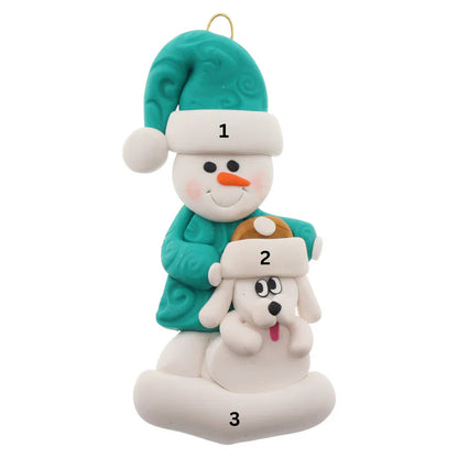 Single Snowman With Dog Ornaments