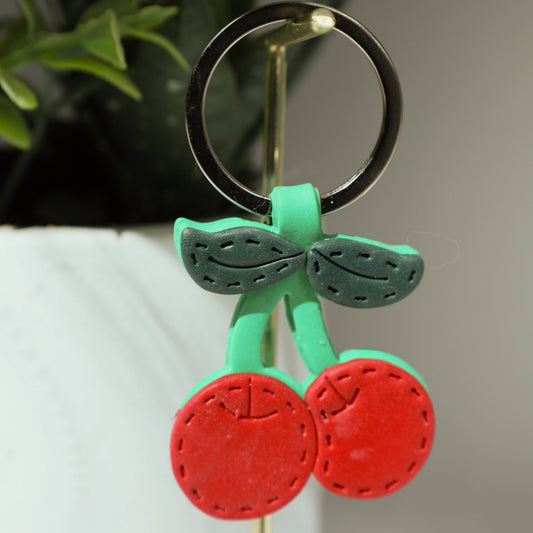 Sweet Cherry Polymer Clay Keychain