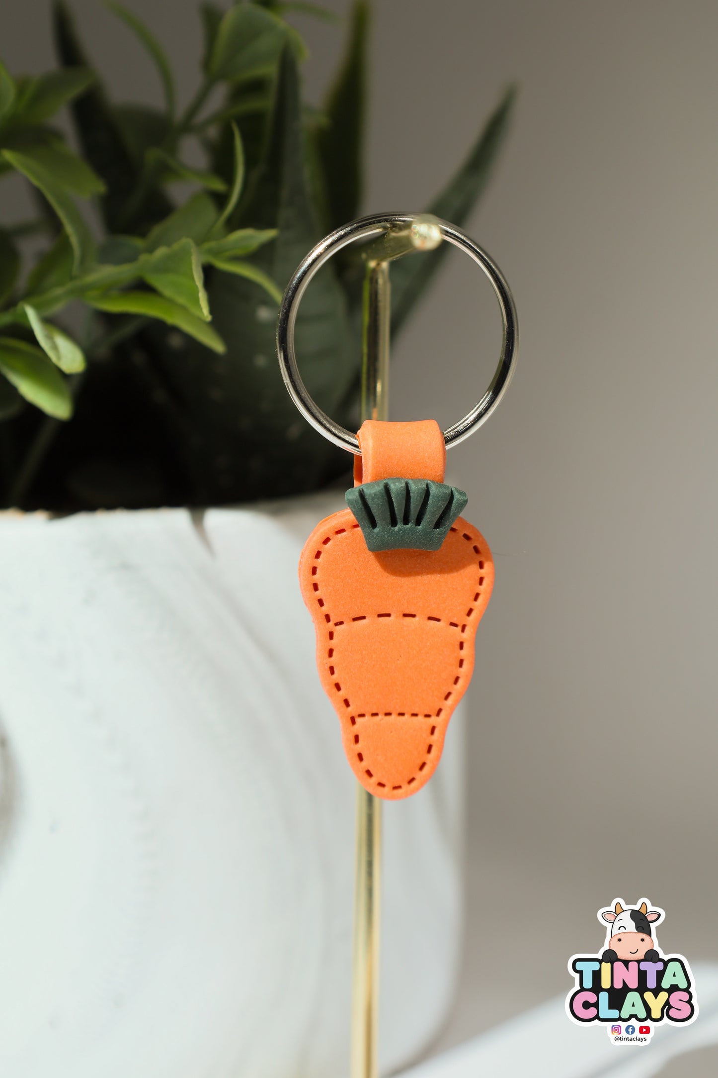 Too Cute to Crunch  Carrot Polymer Clay Keychain