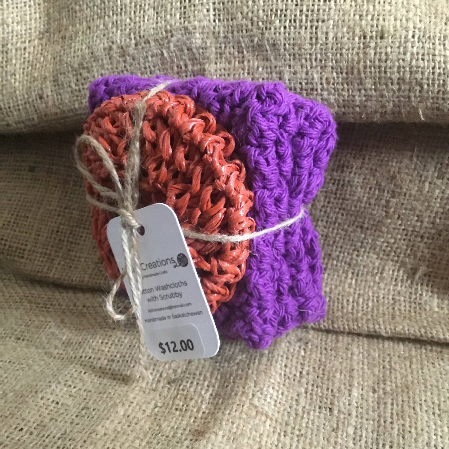 Cotton dish cloths with nylon scrubbie