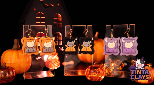 Vampire Cat Portrait Earrings