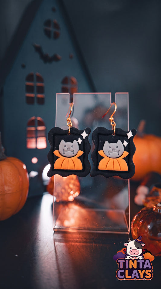 Vampire Cat Portrait Earrings