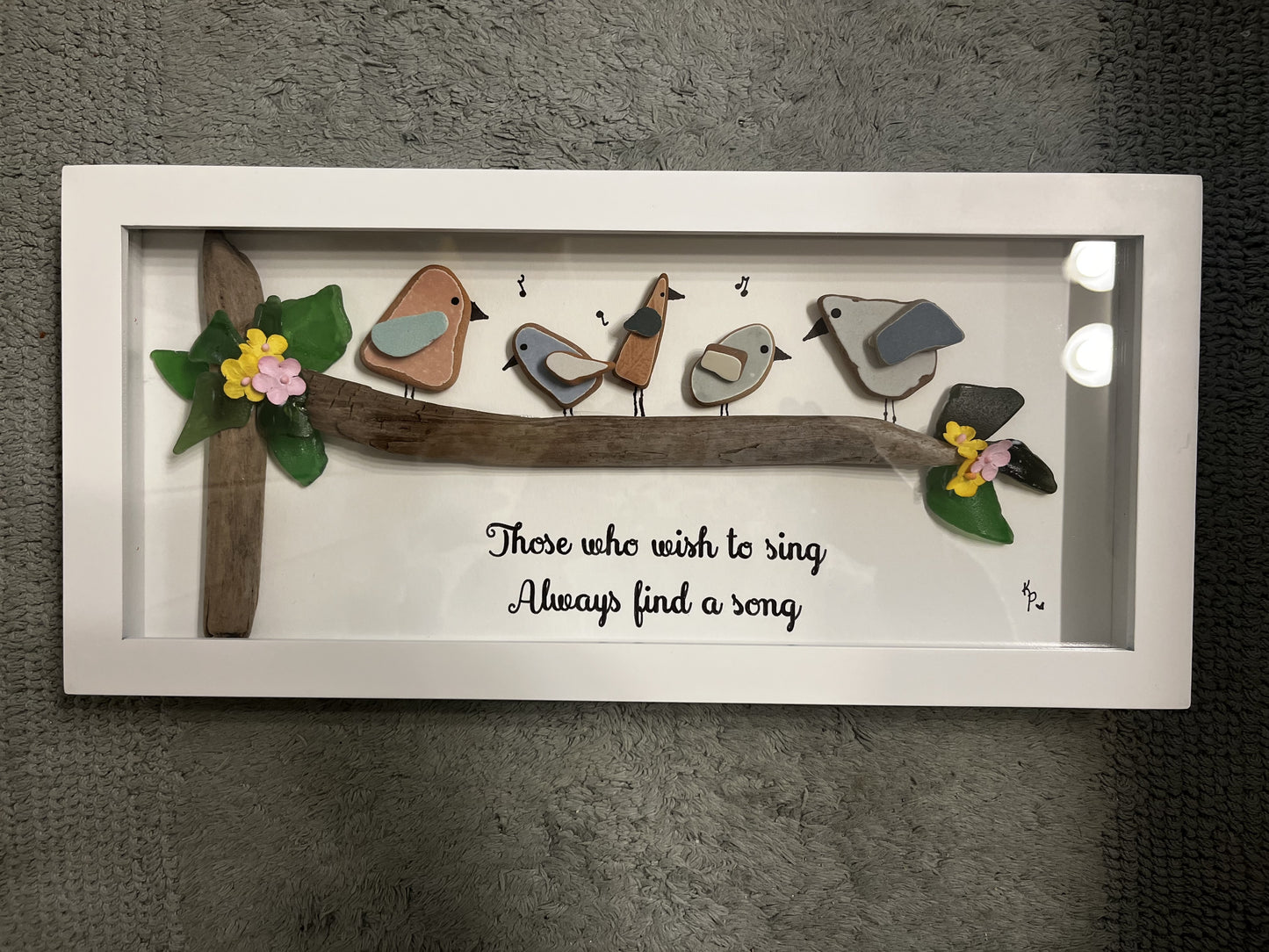 White framed art