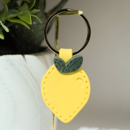 Zesty Lemon Polymer Clay Keychain