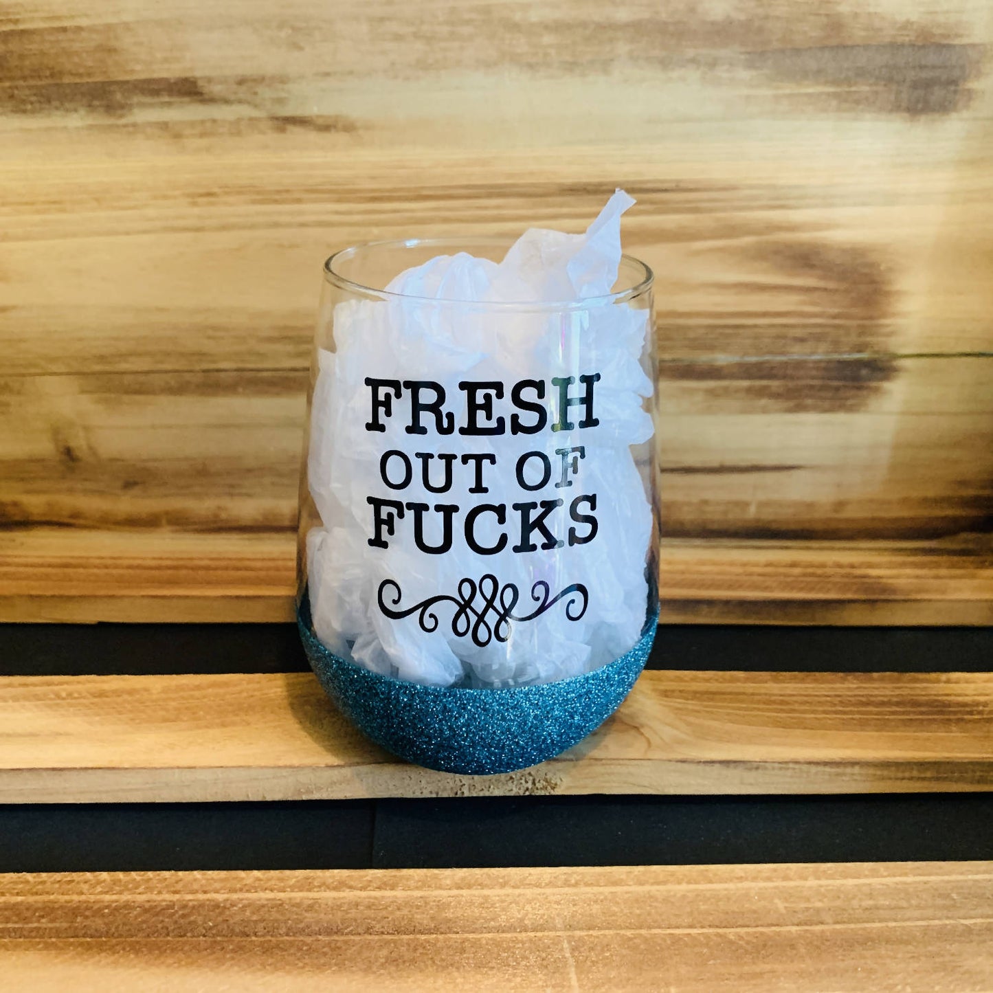 Fresh out of Fucks Glitter Stemless - HandmadeSask