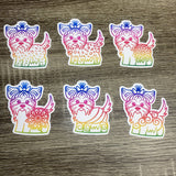 Set of 6 Rainbow Yorkie 3" Vinyl Water Resistant Stickers/Decals - HandmadeSask