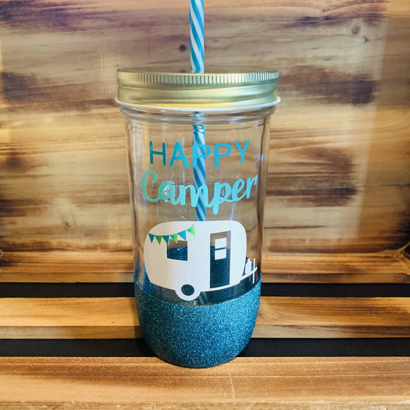Happy Camper Glitter Jar - HandmadeSask