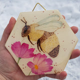 Hexagon Bee & Cosmos Wood Burning - 1