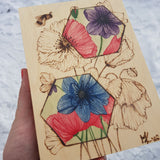 Poppies & Anemones Wood Burning - 3
